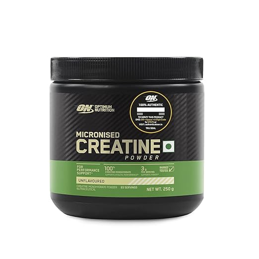 Optimum Nutrition (ON) Micronized Creatine Powder - 100 Gram, 33 Serves, 3g of 100% Creatine Monohydrate per serve, Supports Athletic Performance & Power, Unflavored.