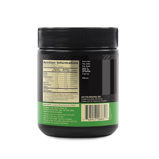 Optimum Nutrition (ON) Micronized Creatine Powder - 100 Gram, 33 Serves, 3g of 100% Creatine Monohydrate per serve, Supports Athletic Performance & Power, Unflavored.