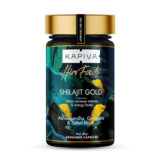 Kapiva Shilajit Gold 60 Capsules | Contains 24 Carat Gold | Boosts Stamina In 4 Weeks | 100% Ayurvedic