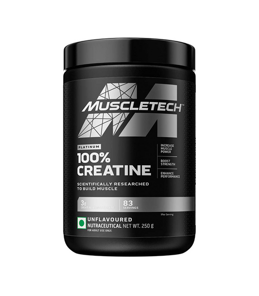Muscletech Platinum 100% Creatine Powder (Unflavoured - 250 Gram, 83 Serves), Scientifically Researched to Build Muscle - Increase Muscle Power, Boost Strength & Enhance Performance
